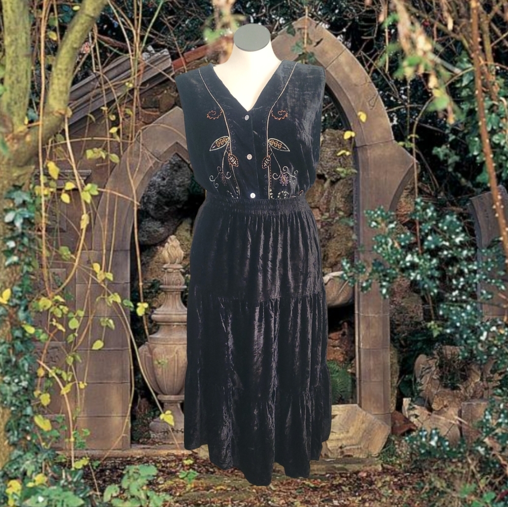 Black Velvet Broom Skirt
